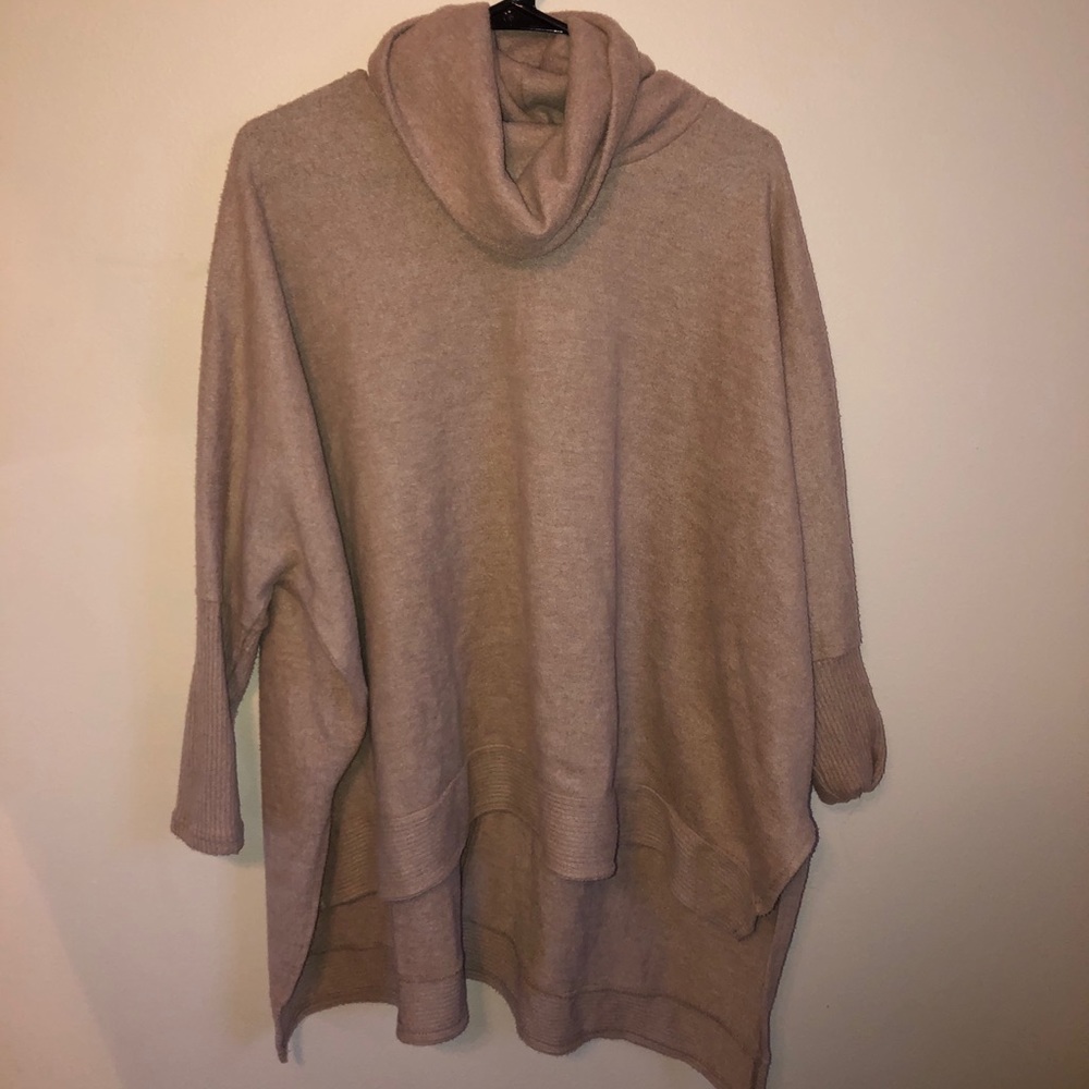 Flowy High Low Cowl Neck Sweater